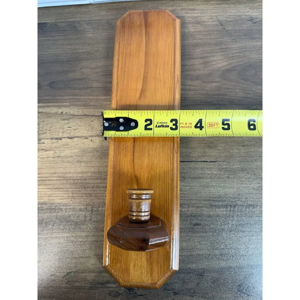 Vintage Pair Wall Mounted Wooden Oak Candle Sconces Grandmacore/Cozy Cottage